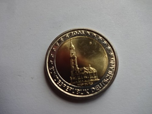 2 Euro commemorative coin 2008-Hamburg-Michaeliskirche-mint J