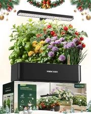 Hydroponics Growing System Kit 12 Pods with 24W LED Grow Light, 4L Water Tank	