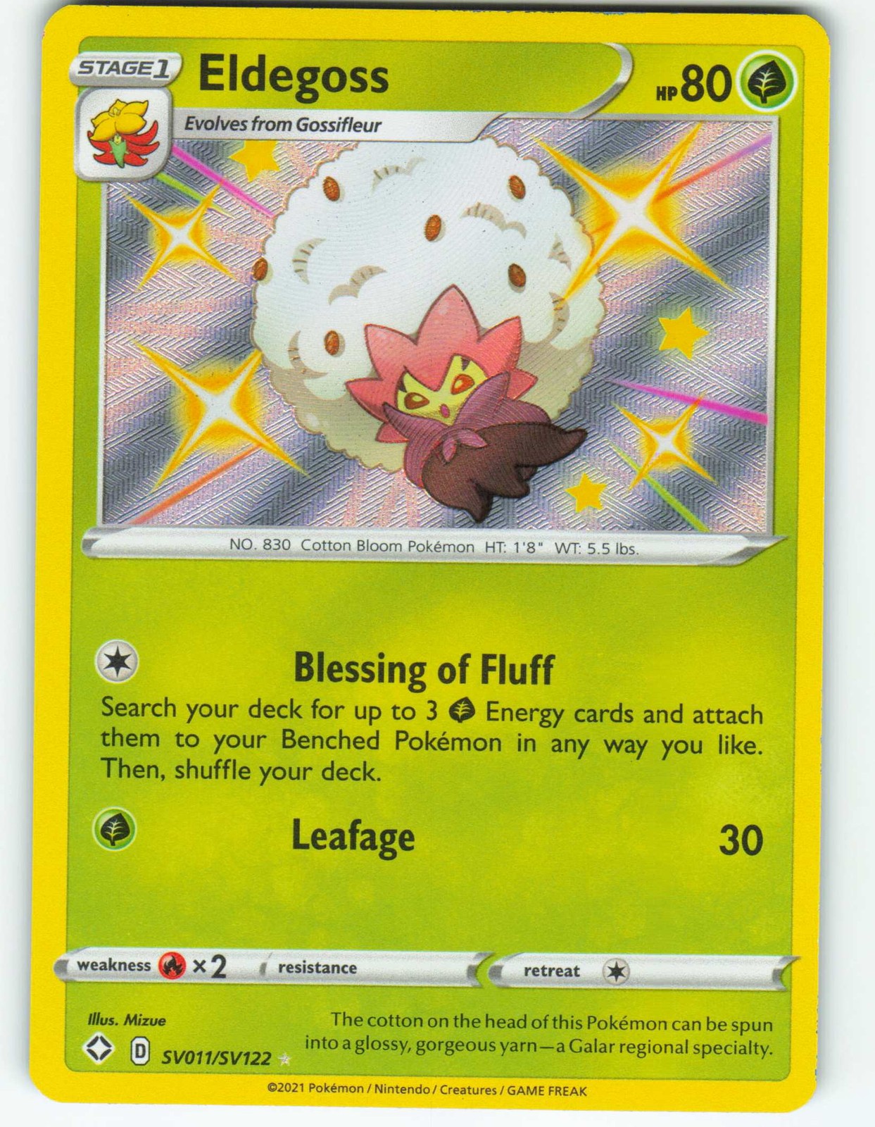 Eldegoss - Holo - SV011/122 Shining Fates Shiny Vault - Pokémon TCG - 2021