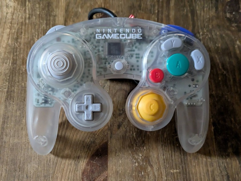 Nintendo GameCube Game Cube GC Controller Joystick Clear Skeleton OEM Good condi