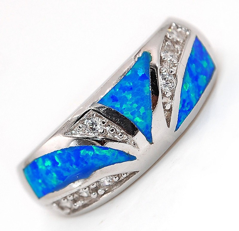 Heat Treated Australian Opal Inlay 925 Sterling Silver Ring Jewelry Sz 7 F8-2
