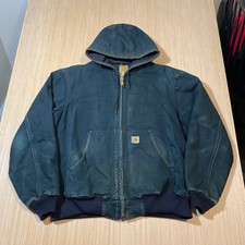 Carhartt J140 BLK Active Jacket Faded Black Duck Canvas Hooded Work Coat Large