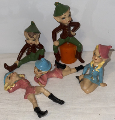 RARE  Pixie Elves Sexy Blue eyed blondes & 2 males set 5 1950?  Irish Old Read