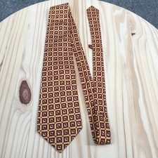 Polo Ralph Lauren Silk Tie Yellow Gold Maroon Red Geometric Square Mens NeckTie