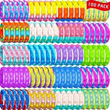 100PCS Pop Fidget Bulk Bracelets Toys, Fidget Popper Bracelet Pack, Durable a...