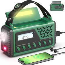 Emergency Crank Weather Radio, 10000mAh Solar Hand Crank Portable NOAA AM FM ...