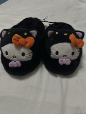 Hello Kitty Halloween Women's Plush Slippers BLACK CAT Size Large 9-10
