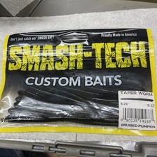 Smash-Tech Custom Baits TAPER WORM 5.25"  15 Pk BRUSED PUMPKIN Large Mouth Bass
