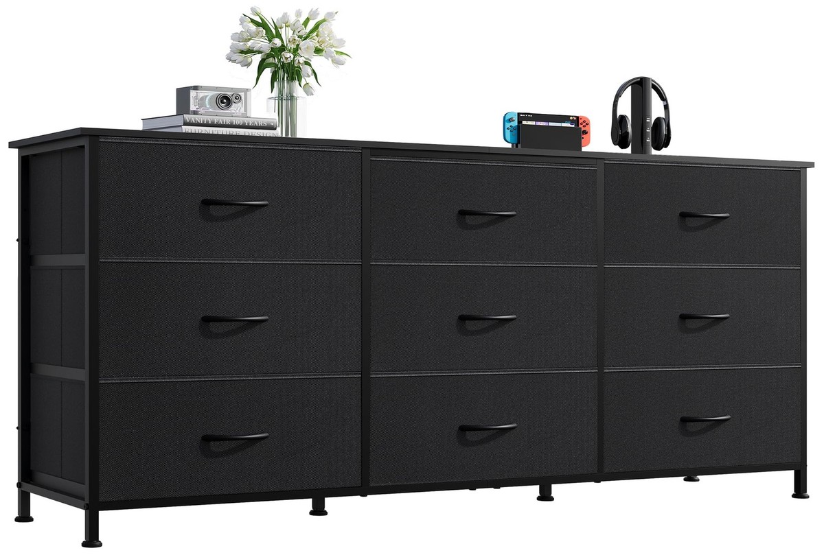 54''W Dresser for Bedroom, Black Dresser TV Stand for 55, 60, 65 inch TV,  Wid...