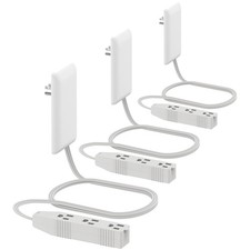 Matte White Outlet Extender, 3 Receptacles, 3ft Cord, 3-Pack