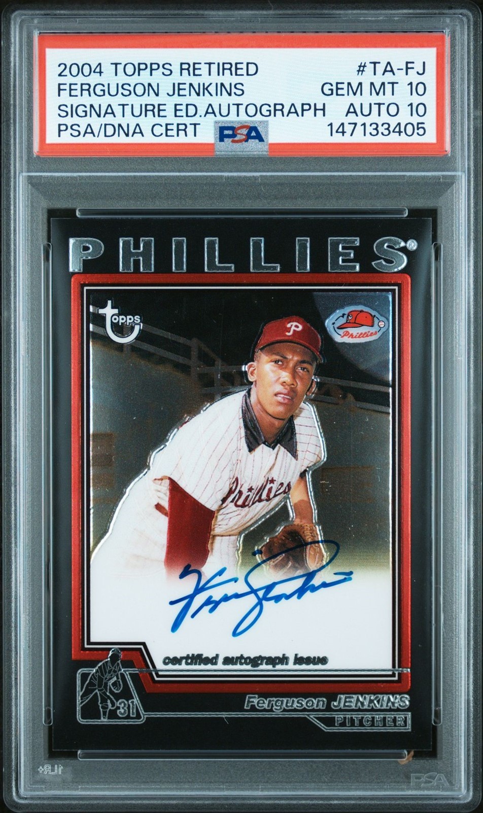2004 Topps Retired Ferguson Jenkins Phillies PSA 10 GEM MINT AUTO 10 *3405