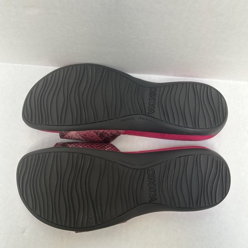 Vionic New Santos Sandals Orthotic Slides Berry Pink Snakeskin Size 8 - Picture 2 of 4