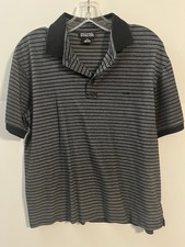 Michael Kors Men  s Classic Fit Polo Shirt Size M Black and Grey Striped