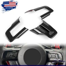 Carbon Fiber Black Steering Wheel Cover Trim Interior For Ford Mustang 2015-2022