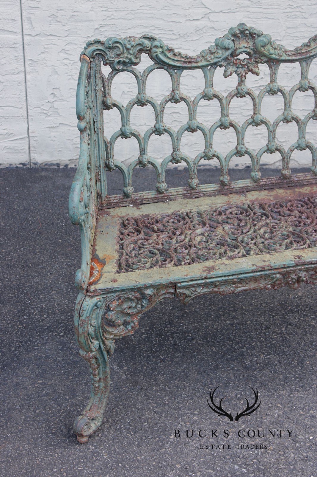 Antique Cast Iron White House Rose Garden Bench