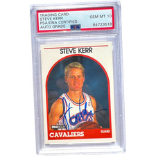 STEVE KERR SIGNED 1989 NBA HOOPS ROOKIE CARD #351 RC PSA DNA AUTO 10. rookie card picture
