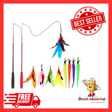12Pcs Retractable Cat Interactive Toy Feather Kitten Teaser Indoor Play Toy Gift
