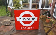 LONDON TRANSPORT BUS STOP REQUEST &lsquo;BOAT&rsquo; ENAMEL SIGN
