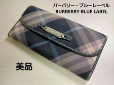 rank B Burberry Blue Label Nova Check Long Wallet Excellent Condition