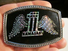 VINTAGE KAWASAKI MOTORCYCLE BELT BUCKLE CLASSIC 3D ARTWORK - GW-16