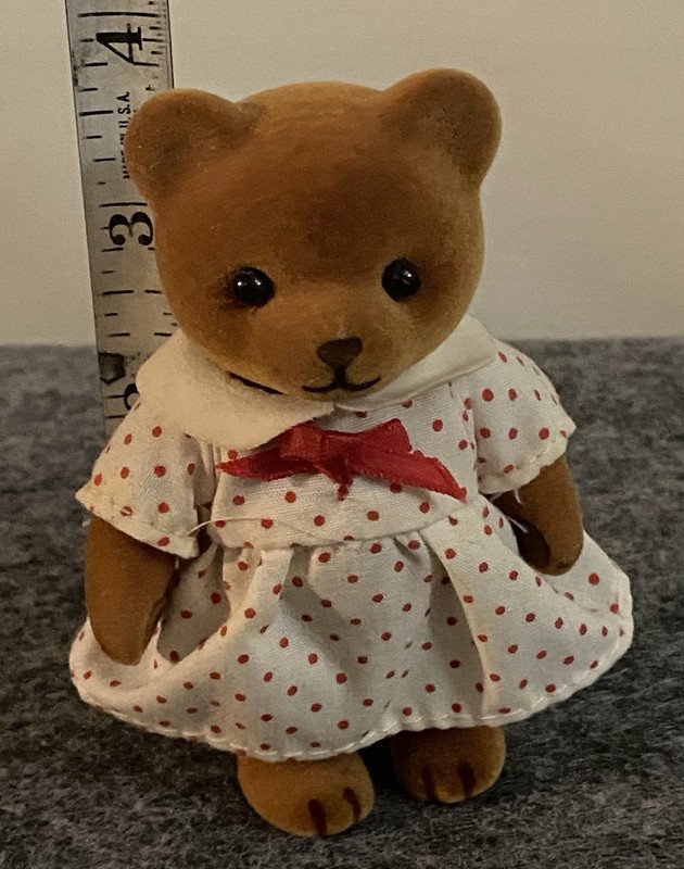 Vtg 1986 Applause Mini Flocked Teddy Bear Figure 
