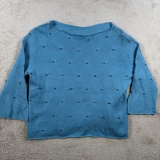 Suéter Jennifer Tyler Mujer Medio Azul 100% Cachemira Cuentas Ligero