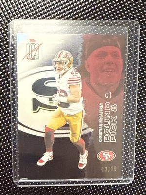 CHRISTIAN MCCAFFREY 2025 TOPPS SIGNATURE CLASS ROUND 1 PICK 8 BLACK 3/10 NINERS