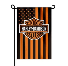 Harley Davidson Garden Flag Stars & Stripes Double Sided 12x18 Yard Hanging Flag