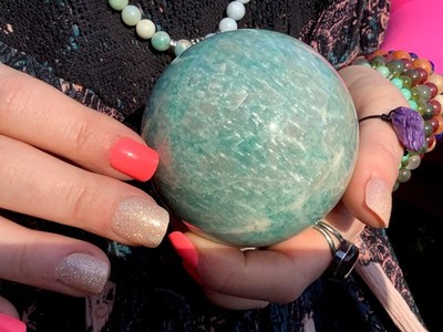 Amazonite Crystal Ball ~ 1 Lb. ~ 2 1/2 '' Wide ~ Natural Polished Sphere ~ Beaut