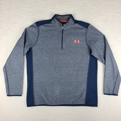 Under Armour Sweater Mens XL Blue Loose Coldgear Fleece Performance Tech Golf