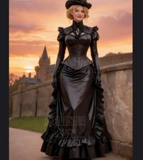 Steampunk Bustle Black Wedding Dress Knightly Gothic Victorian Bridal Gowns