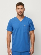 Figs Men  s Royal Blue Technical Collection V-Neck Scrub Top Short Sleeve XL