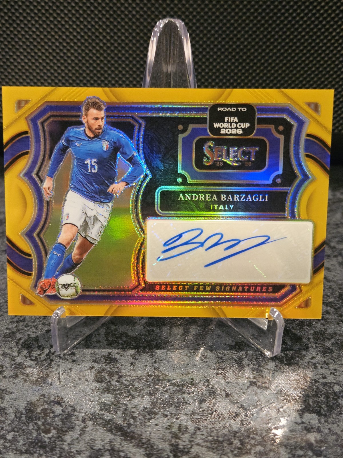 2025-26 Panini Select Fifa World Cup Andrea Barzagli Gold Prizm Auto 5/5 SP RARE