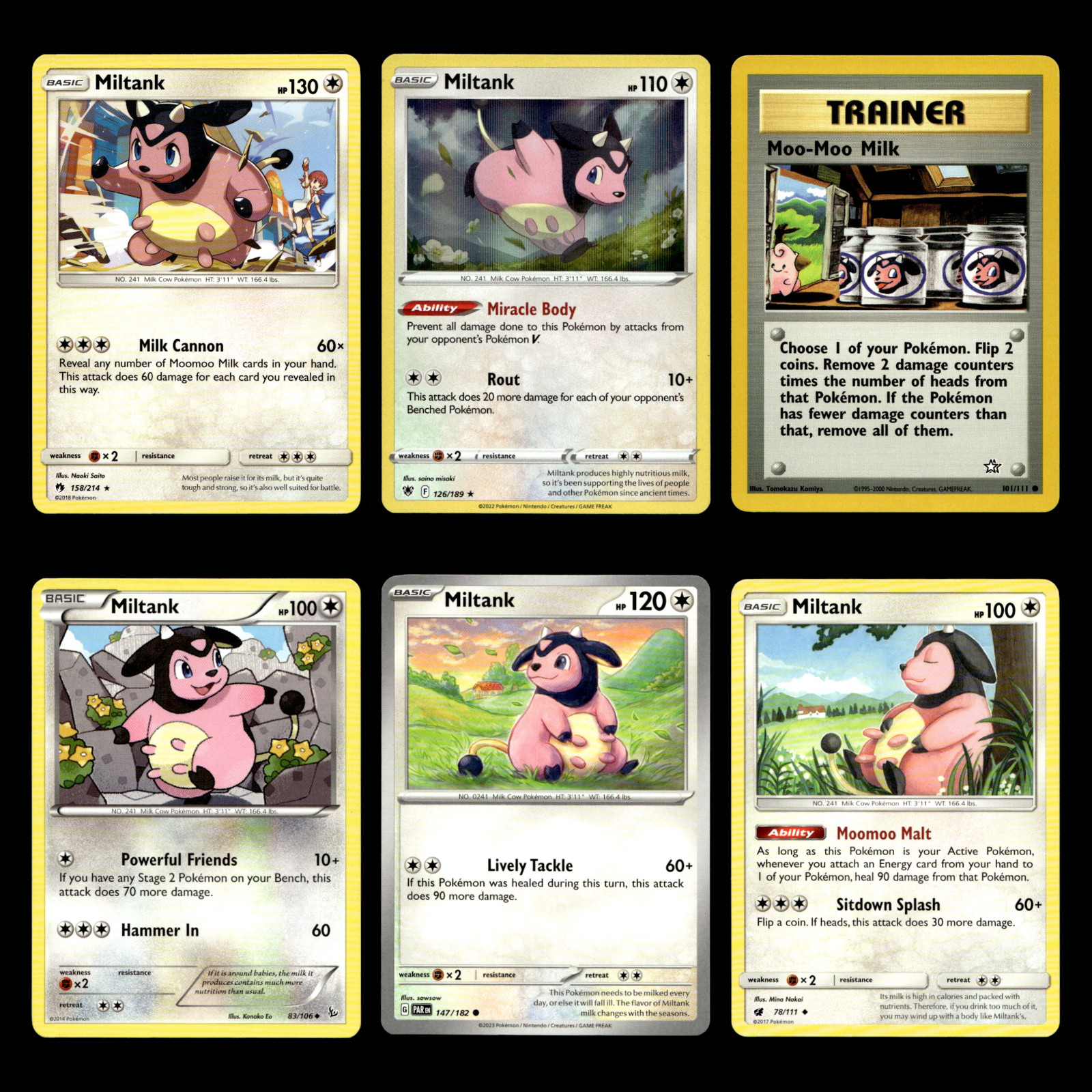 6x Miltank Lot 158 Sun Moon Lost Thunder Pokemon Cards Collection Set Basic/Rare