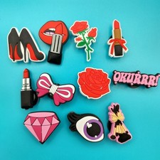 Shoe Charms New Lot of 11 Girl Women Rose Lipstick Bow Diamond High Heel Shoes