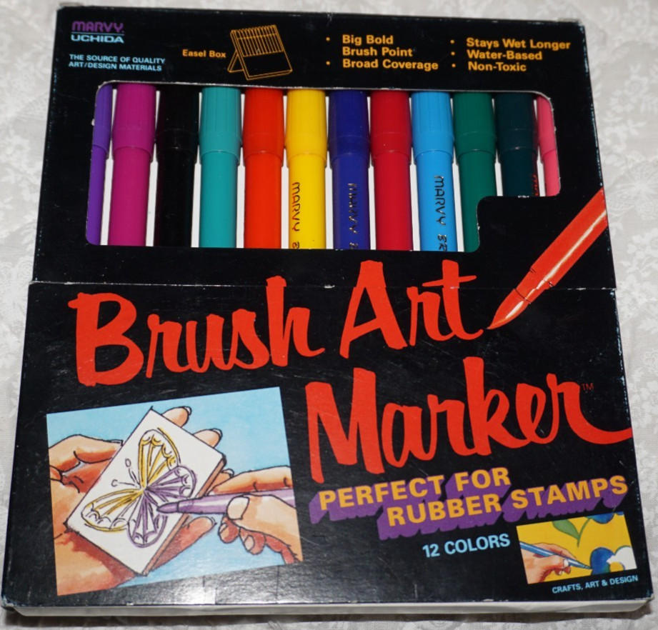 12, Marvy Uchida, Brush Art Markers, Perfect for Rubber Stam