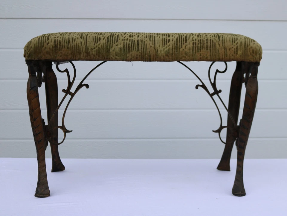 Early 20th Century Antique Art Deco Cast Iron Uph Fireside/Radio Listening Bench - Image 3 of 4