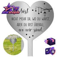 Grabstecker Metall Herz Mit Spruch Wetterfest FrostbestäNdig Grabschmuck