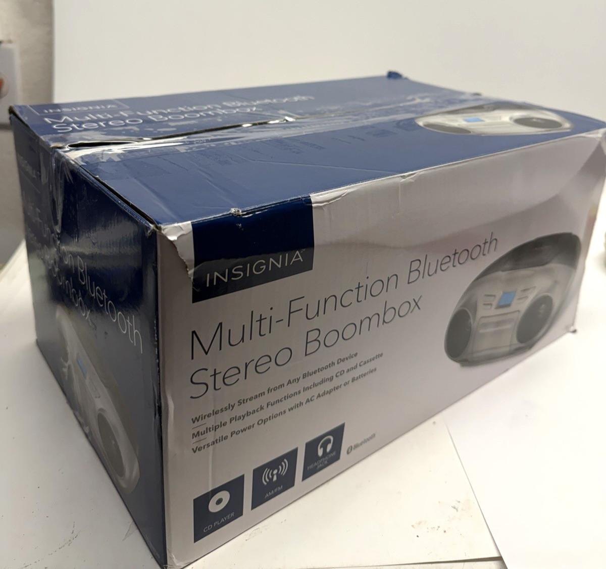 New Insignia AM/FM Radio Portable CD Boombox with Bluetooth 