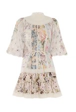 NWT Zimmermann Summer Lace Panel Print Lantern Sleeve Resort Fairy Mini Dress