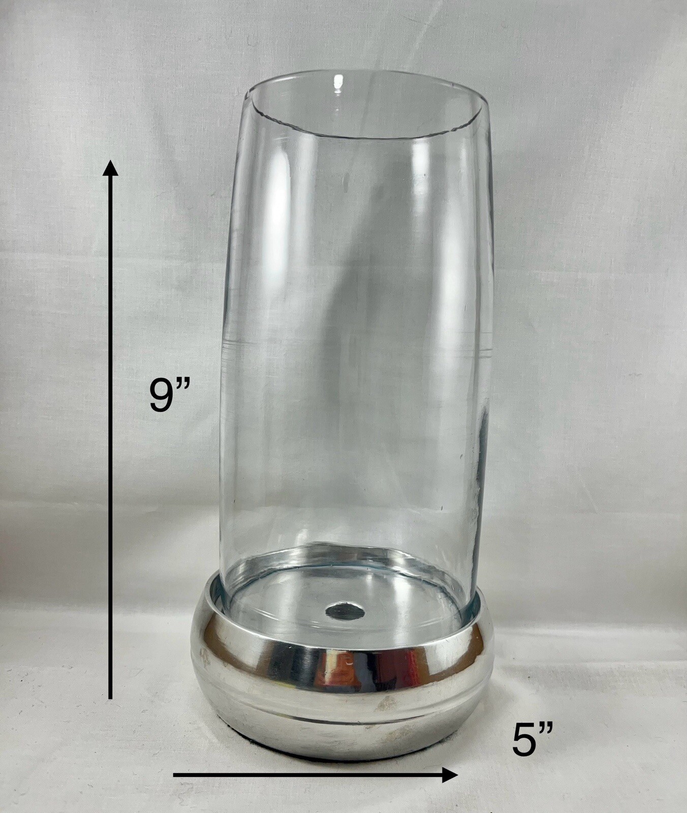 With Hurricane Glass, 9 Inch Tall X 5 Inch Diameter