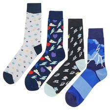 NWT Weather Dress Socks 4 Pack Novelty Men 8-12 Crazy Fun Sockfly