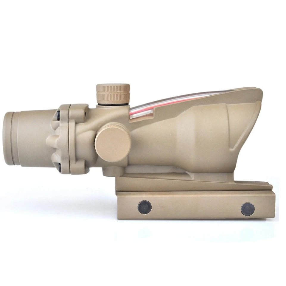 4X32 ACOG Tactical Real Fiber Optic Red Illuminated Riflescope Tan Color - Image 3 of 3