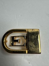 Vtg Pierre Cardin Initial E Belt Buckle Two Tone Swing arm Monogram Signed