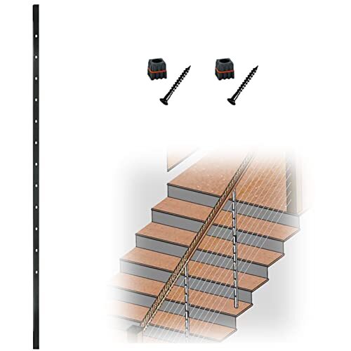 Square Aluminum Predrilled Intermediate Picket Post With Connectors For 1/8" Sta