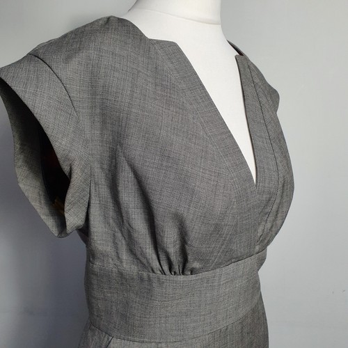 TED BAKER Wool Shift Dress Pencil Empire Line Smart Business Size 2 UK 8/10 Grey - Picture 3 of 24