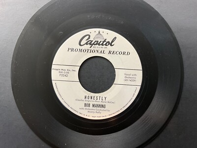 Bob Manning, Honestly / I'd Better Be Careful, 7'' 45rpm, Promo, Vinyl VG