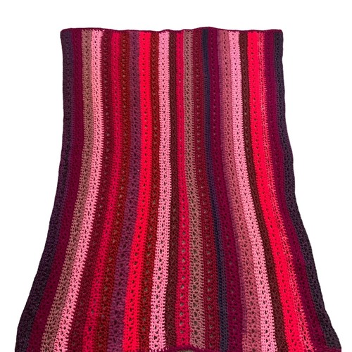 Rosso Rosa Viola Strisce Afgano NUOVO 55 x 40,5" - Foto 4 di 7