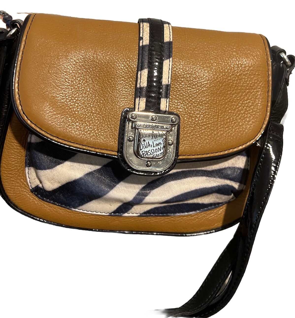 PONY BRIGHTON FASHIONISTA DIVA STRISCE ZEBRATE + patta SM MGPPB tracolla in pelle BaG MG