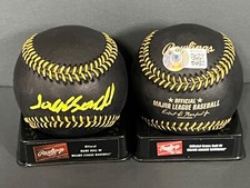Jackson Chourio Brewers Auto Signed MLB Black Baseball Beckett WITNESS Holo .